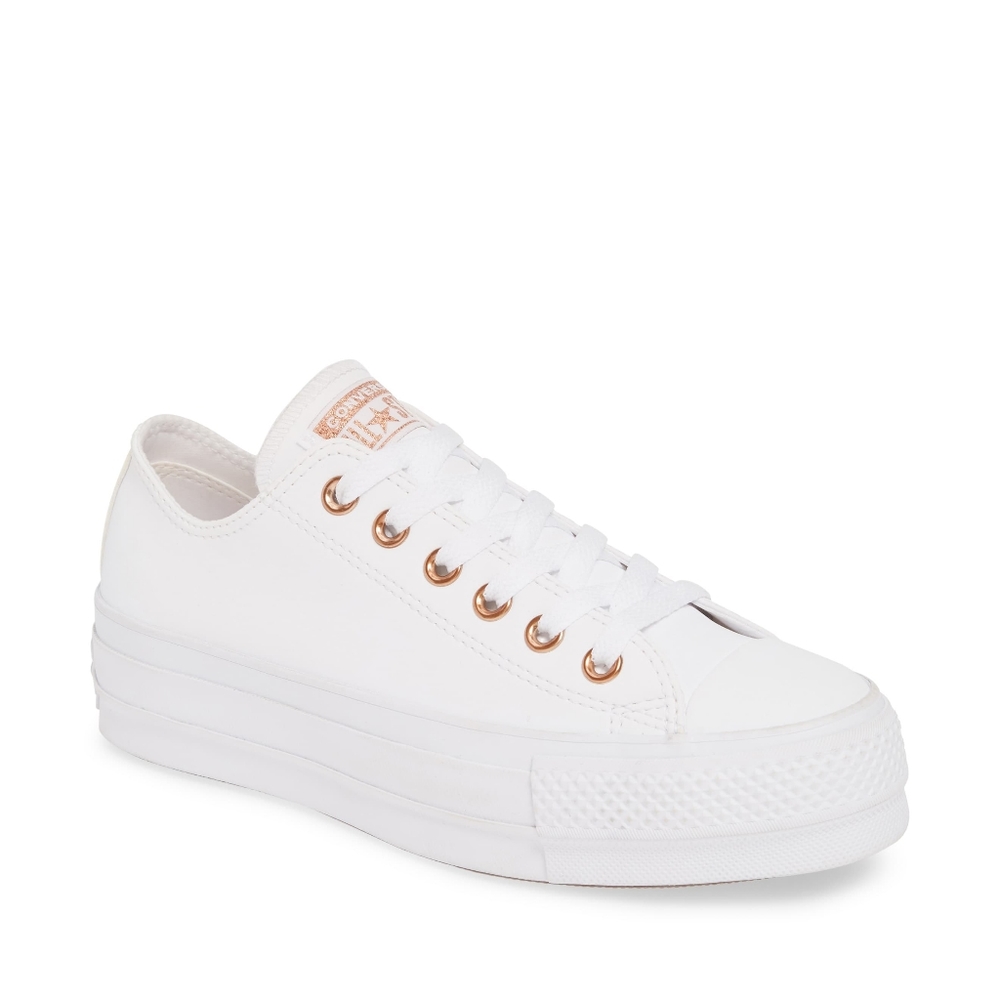 White w/Rose Gold Accent Converse Lift Sneakers